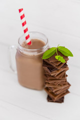 Milk bottle and chocolate 