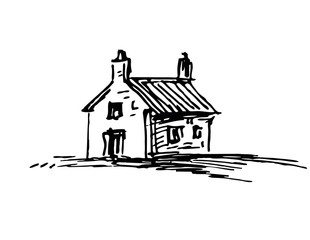 Ink sketch of barn © alhontess