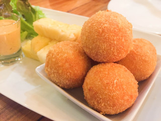 Fried cheese ball.soft focus