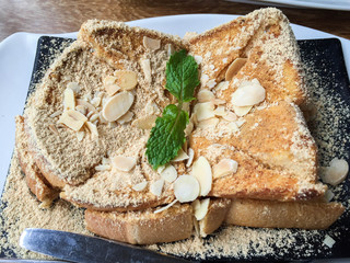 bread toast with cinnamon sugar and almond