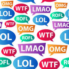Chat words - LOL OMG WTF ROFL LMAO. Internet slang.