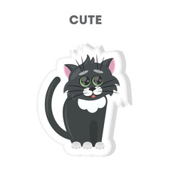 Cute cat sticker. Isolated emoji on white background.