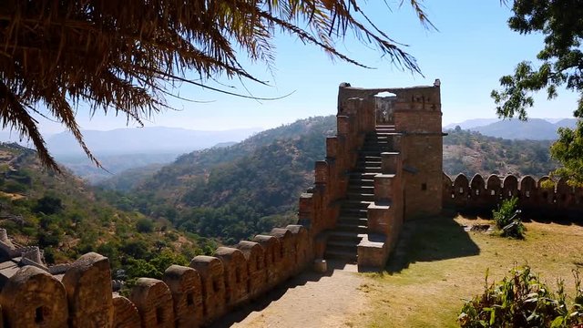 Kumbhalgarh fort in the Rajsamand district near Udaipur, India. Kumbhal fort Beautiful Ancient Indian fortification Architecture.