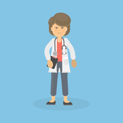 Isolated female doctor. Beautiful professional in uniform.