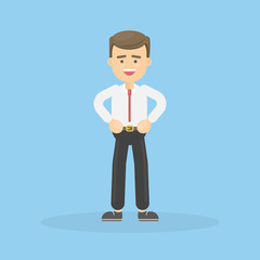 Isolated cartoon man on blue background. Dad or businessman.