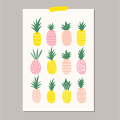 Poster with cute pineapples