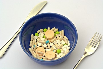 a bowl of pills