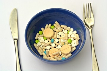 a bowl of pills
