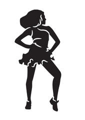 Silhouette of dancing sexy girl vector.