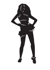 Silhouette of dancing sexy girl vector.