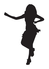 Silhouette of dancing sexy girl vector.