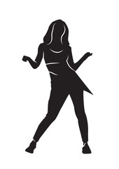 Silhouette of dancing sexy girl vector.