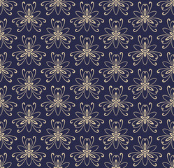 Floral vector golden ornament. Seamless abstract classic background with flowers. Pattern with repeating elements