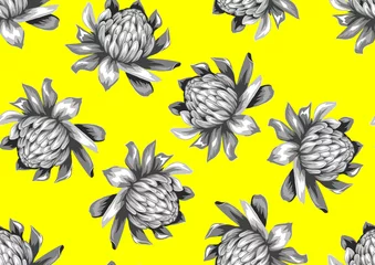 Tuinposter Seamless pattern with etlingera flowers. Decorative ornament © incomible