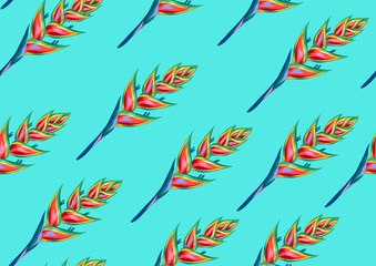 Seamless pattern with heliconia flowers. Decorative ornament