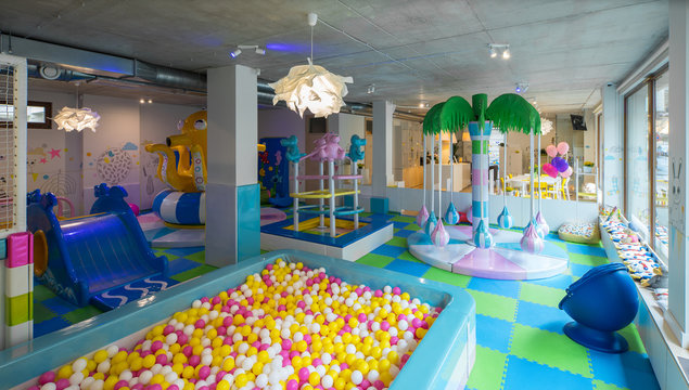 Modern kid zone interior. Play room for kids.