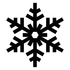Raster illustration. Black snowflake on a white background. Snowflake design elements, icon flat style. Christmas card with snowflake. Abstract isolated snowflake on a white background