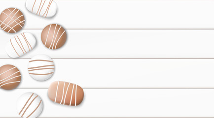 Pastel white morning background vector illustration with coffee cup and chocolate