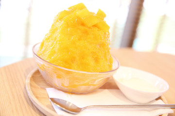 Japanese sweet food , Mango shaved ice
