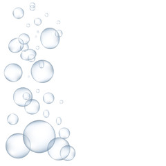 White water bubbles with reflection set vector illustration.