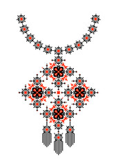 Ethnic necklace embroidery, pixel tribal design