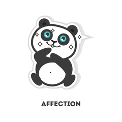Affection panda sticker. Isolated cartoon emoji on white background.