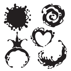 Abstract splashes silhouettes set.