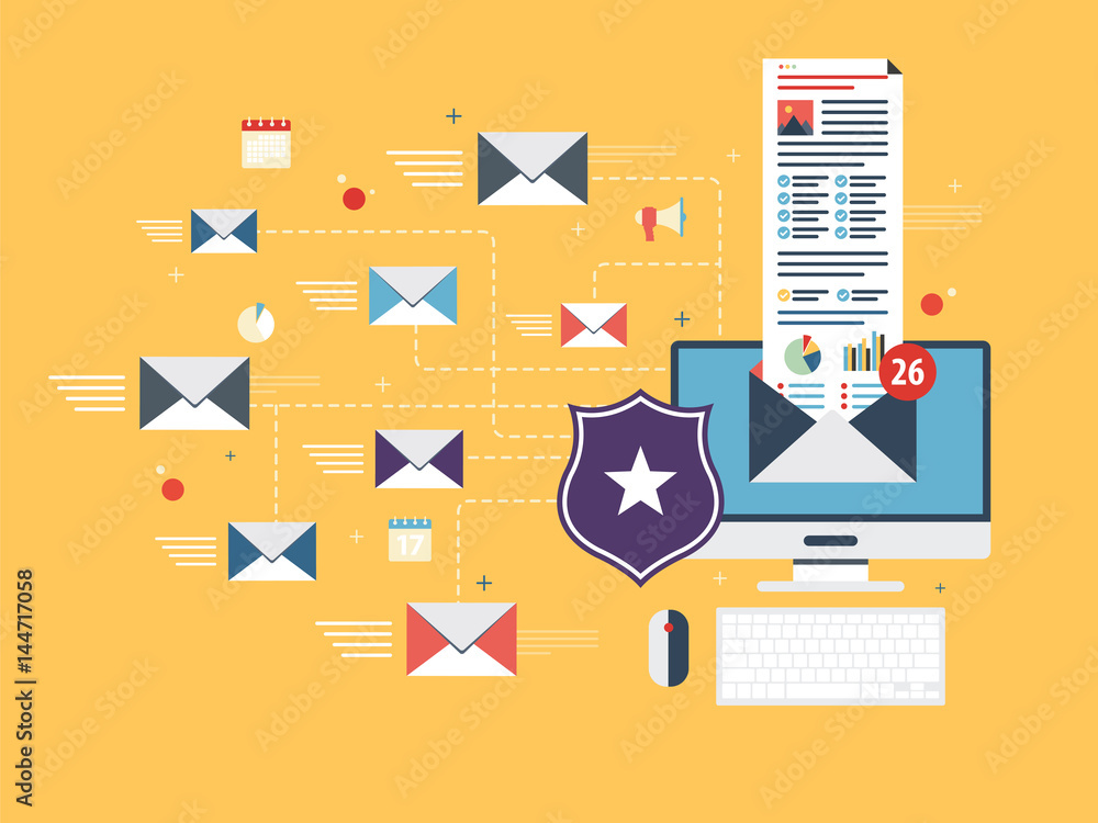 Poster email protection and secure communication on internet. spam blocker.