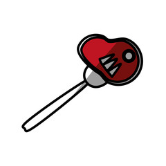 fork meat food picnic shadow vector illustration eps 10