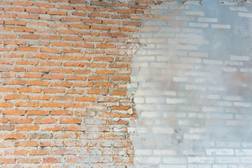 Cracked concrete vintage brick wall