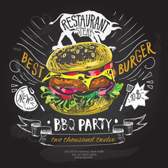 fast food vector logo design template. hamburger, burger or menu board icon.