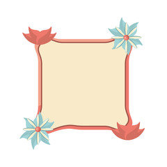 label with flower ribbon decoration template vector illustration eps 10