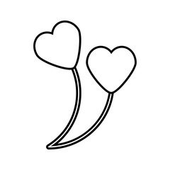 heart shape balloons love decoration outline vector illustration eps 10