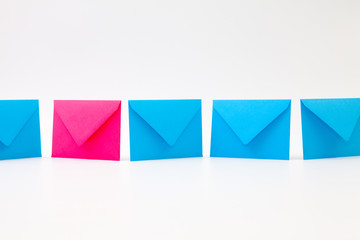 Different colored envelopes on the table