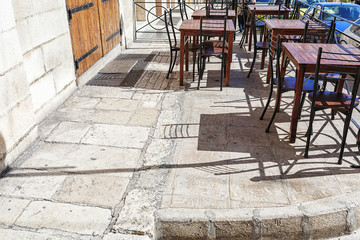 Fototapeta na wymiar Empty cafe in Malta
