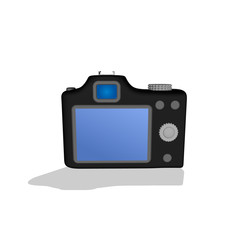 Photo camera. Isolated on white. 3d Vector illustration.Back view.