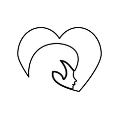 outline head woman female heart vector illustration eps 10
