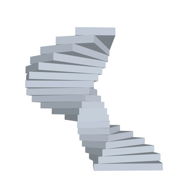 Spiral staircase. Isolated on white background.3d Vector illustration.