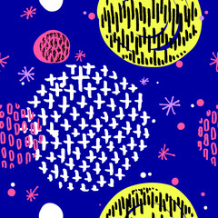 Fototapeta na wymiar Seamless pattern with hand drawn circle doodle stylish elements.
