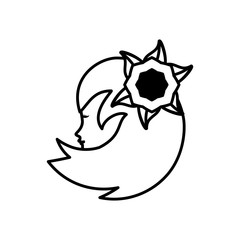 outline head woman flower romance vector illustration eps 10