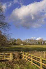 Fototapeta na wymiar lush green typical beautiful english cotswold landscape