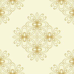 Floral golden ornament. Seamless abstract classic pattern with flowers