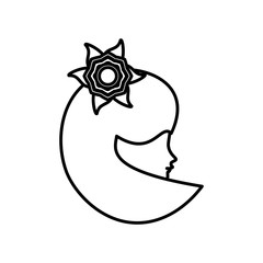 outline head woman flower romance vector illustration eps 10