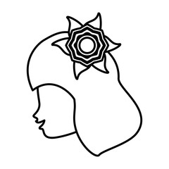 outline head woman flower romance vector illustration eps 10