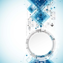 Abstract background with various technological elements.