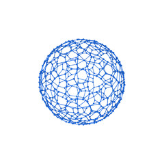 Abstract Sphere wireframe. Molecular lattice.Isolated on white background.