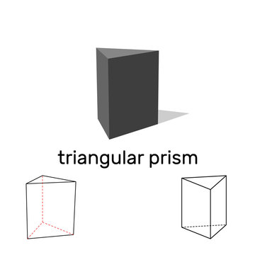 Triangular prism. Geometric shape. Isolated on white background. Vector illustration.