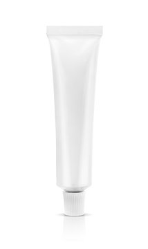 blank packaging aluminum toothpaste tube isolated on white background