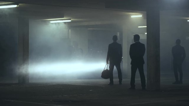  Asian & western organized criminal gangs meet in dark parking lot to do deal