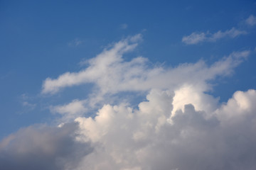 Naklejka na ściany i meble 青空と雲「空想・雲のドラゴン」成功、躍進などのイメージ、下の雲に文字スペース